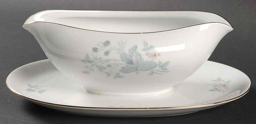 629 (White Background) Gravy Boat with Attached Underplate by KPM-1