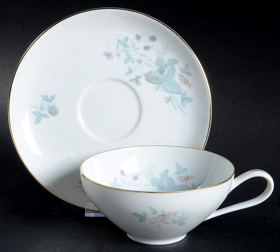 629 (White Background) Flat Cup & Saucer Set by KPM-1