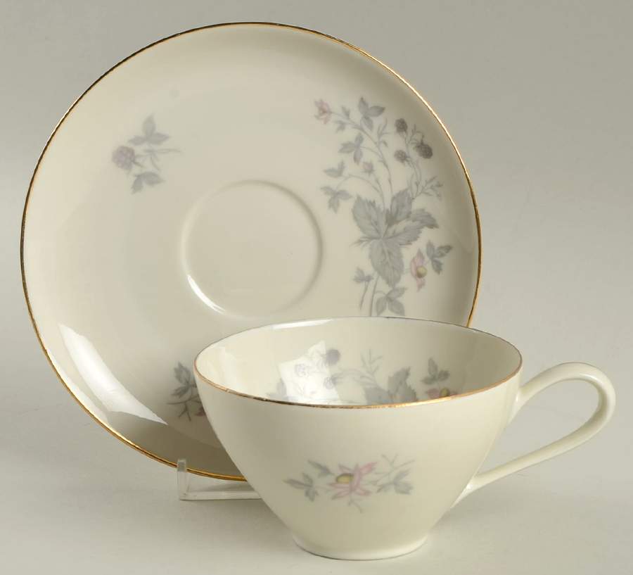 629 (Cream Background) Flat Cup & Saucer Set by KPM-1