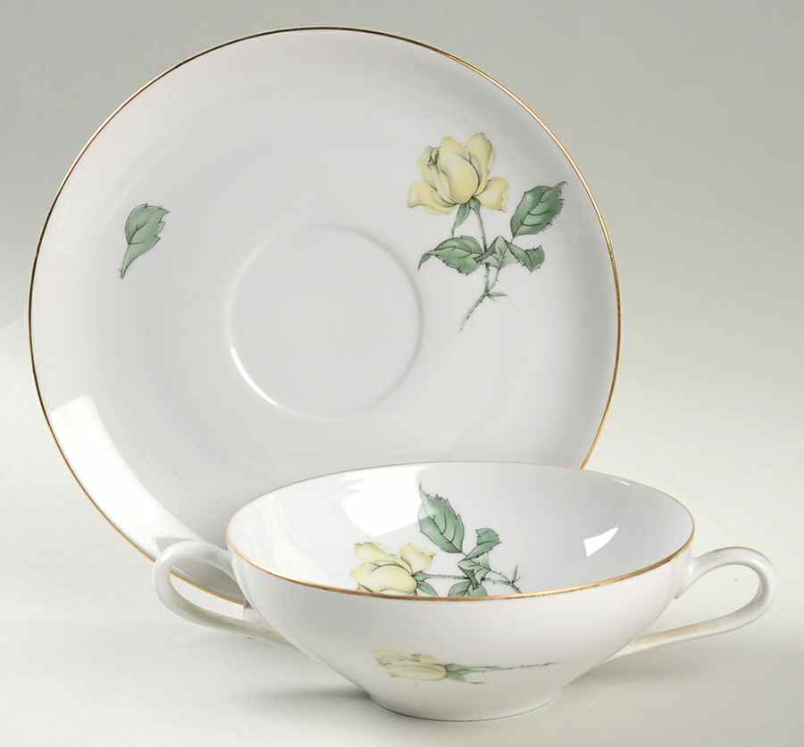 674 Flat Cream Soup Bowl & Saucer Set by KPM-1