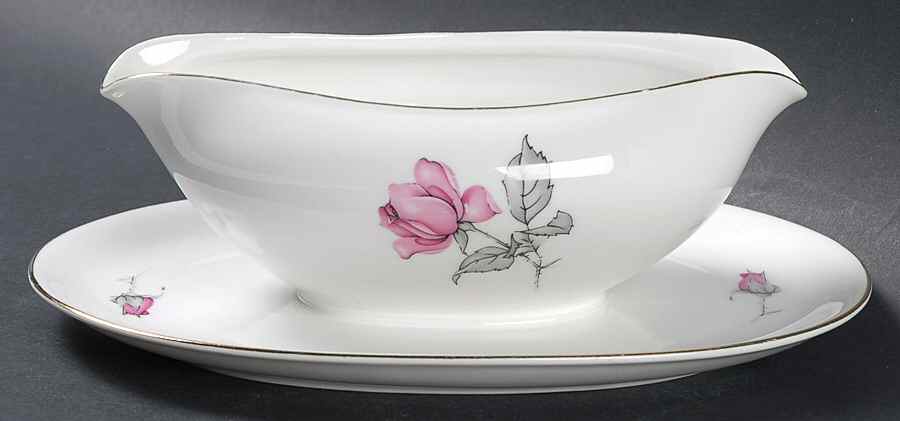 675 (Gold Trim) Gravy Boat with Attached Underplate by KPM-1