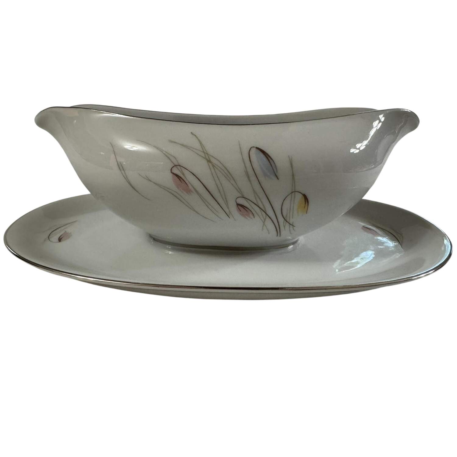 707 Gravy Boat with Attached Underplate by KPM-1