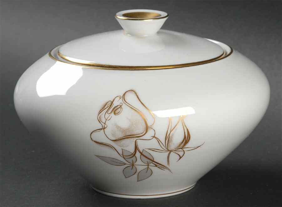 Goldrose Sugar Bowl & Lid by KPM-1