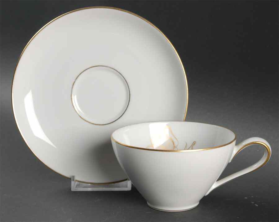 Goldrose Flat Cup & Saucer Set by KPM-1