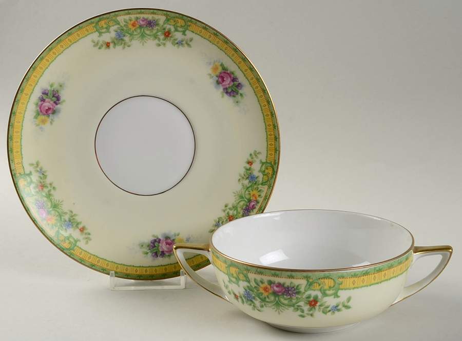 Normandy Flat Cream Soup Bowl & Saucer Set by KPM-1