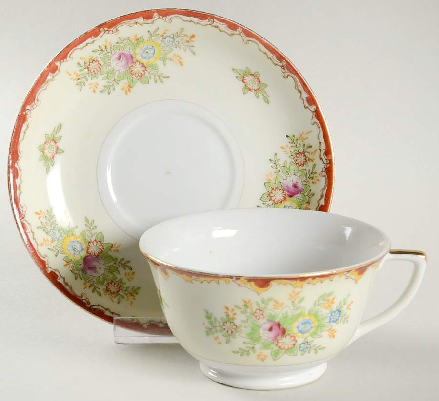 KRE1 Footed Cup & Saucer Set by Krescent (Japan)-1