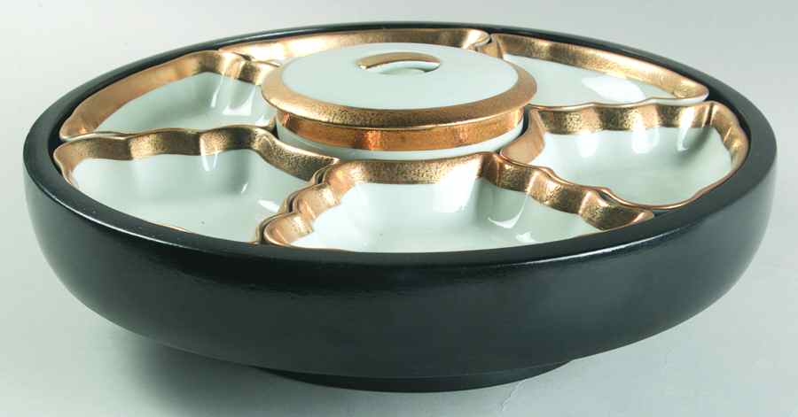 KUT18 7-Piece Lazy Susan with Wood Stand by Kutani-1