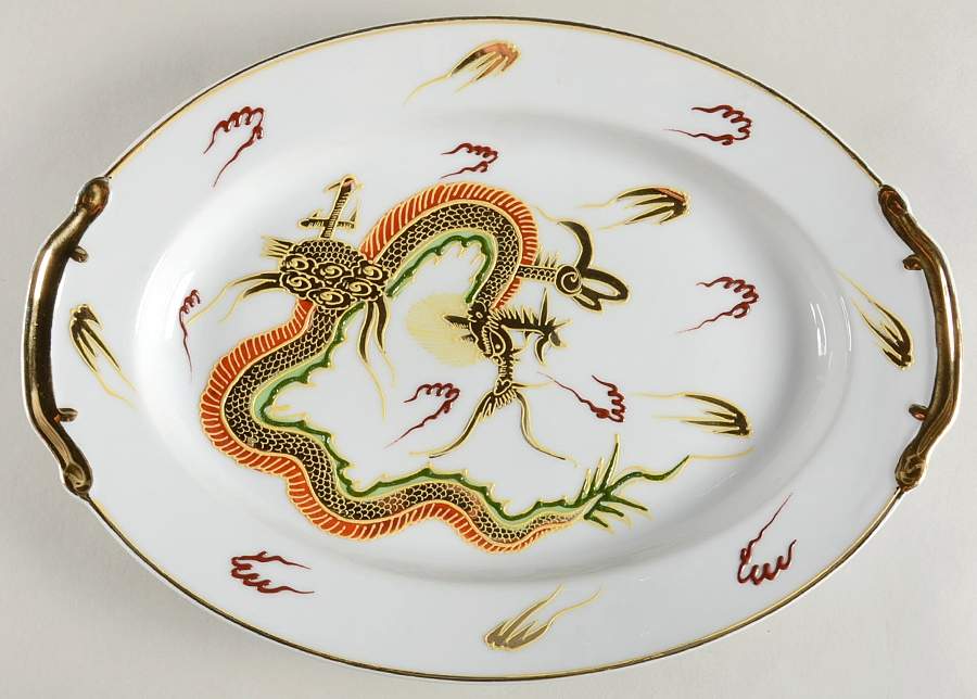 KUT4 14" Oval Serving Platter by Kutani-1