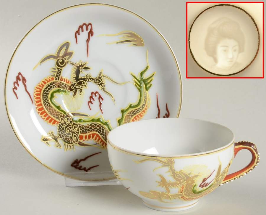 KUT4 Footed Cup & Saucer Set by Kutani-1