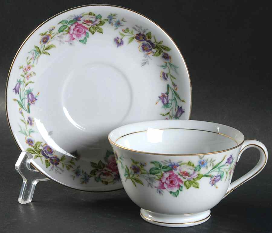 Flora Footed Cup & Saucer Set by Kyoto-1