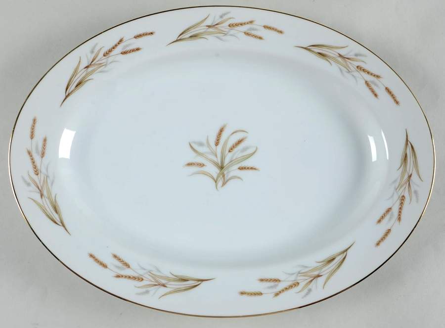 Gold Wheat 14" Oval Serving Platter by Kyoto-1