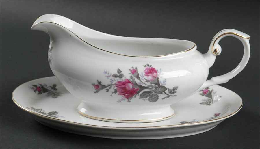 Grey Rose Gravy Boat & Underplate by Kyoto-1
