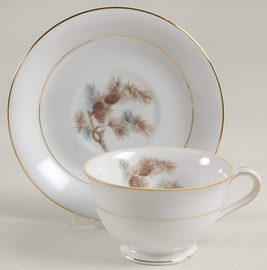 Pine Cone Footed Cup & Saucer Set by Kyoto-1