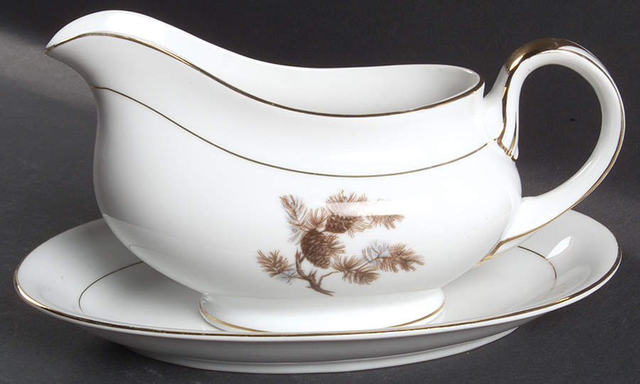 Pine Cone Gravy Boat & Underplate/Relish by Kyoto-1