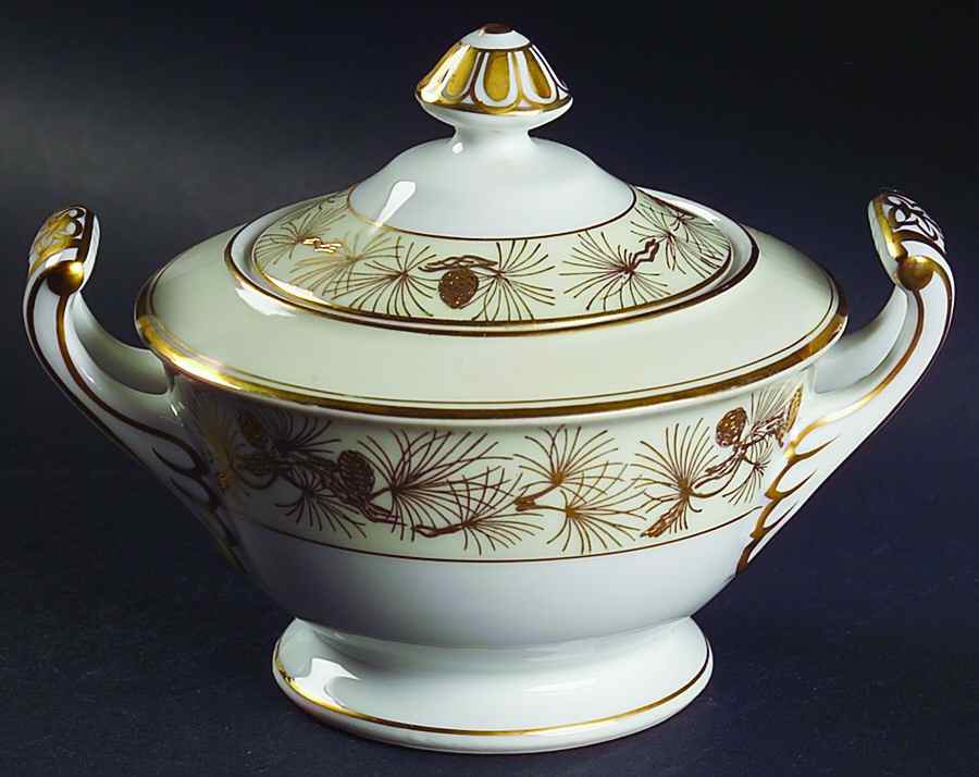 Pine Gold Sugar Bowl & Lid by Kyoto-1