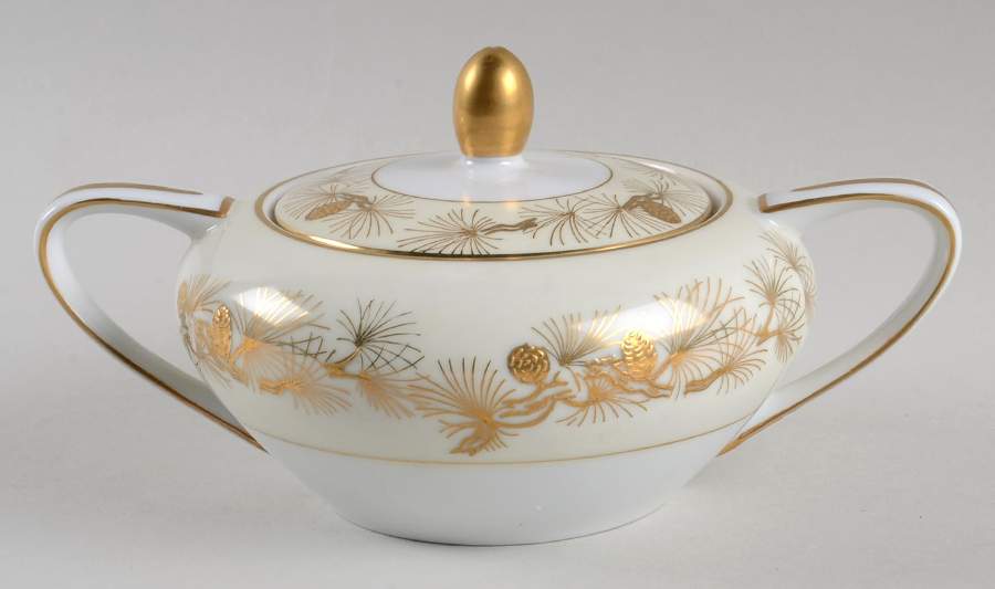 Pine Gold Sugar Bowl & Lid by Kyoto-1