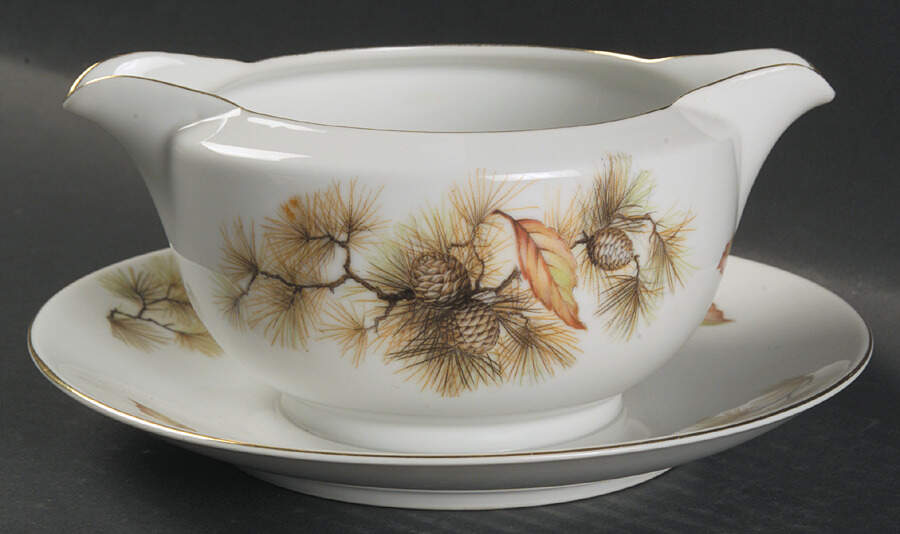 Pines Gravy Boat with Attached Underplate by Kyoto-1