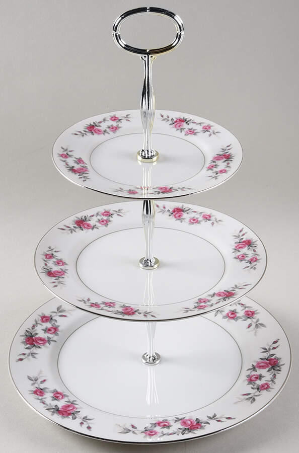 Rose Garland 13 7/8"-14 1/4" 3-Tiered Serving Tray(DP,SP,BB) HC by Kyoto-1