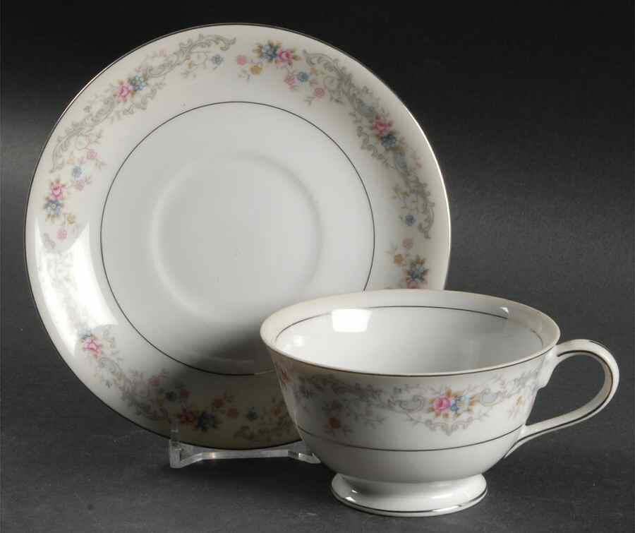 Rose Point Footed Cup & Saucer Set by Kyoto-1