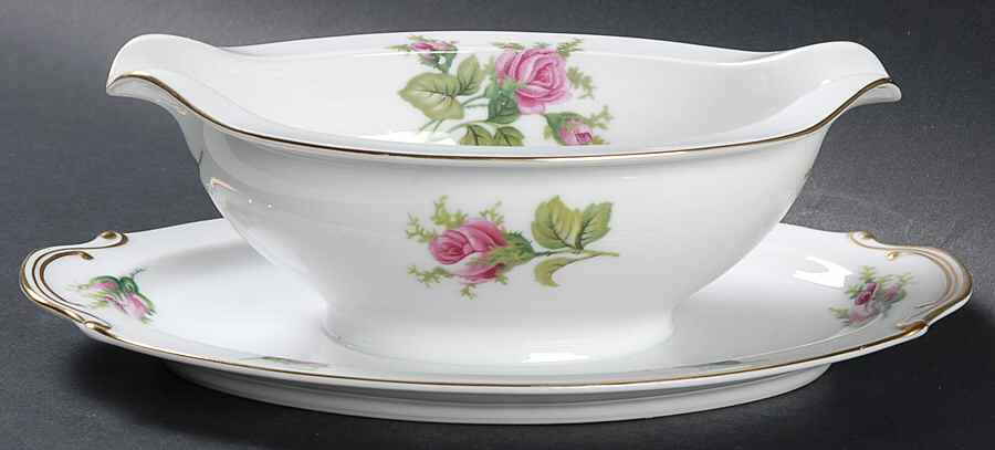 Roseverte Gravy Boat with Attached Underplate by Kyoto-1