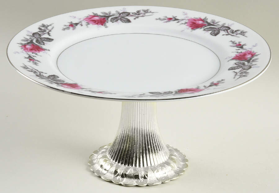 Silverose Cake Stand with 4"-5" Metal Pedestal  Hc by Kyoto-1