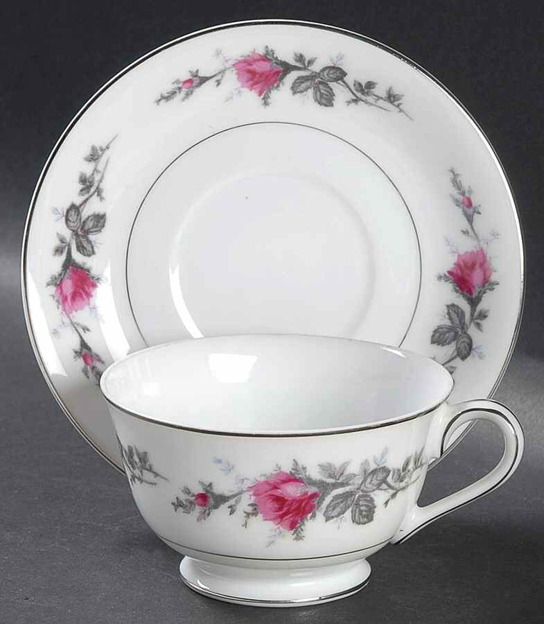 Silverose Footed Cup & Saucer Set by Kyoto-1
