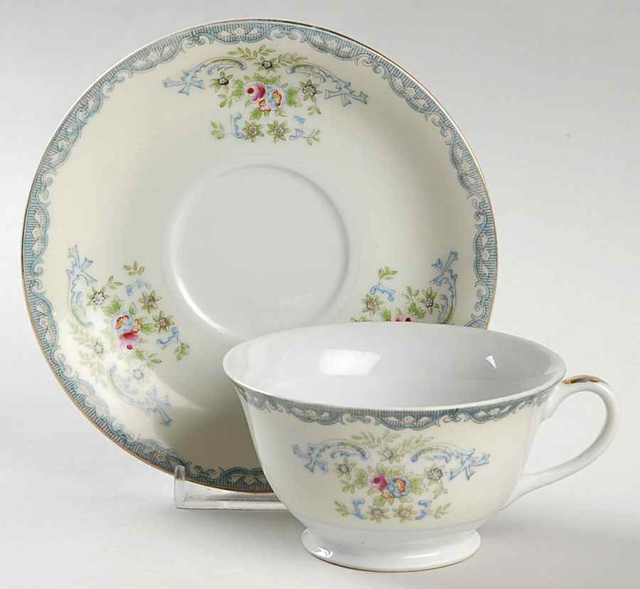 KRE2 Footed Cup & Saucer Set by Krescent (Japan)-1