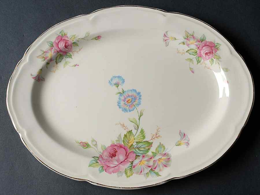 KNO319 (Arcadia) 11" Oval Serving Platter by Edwin Knowles-1