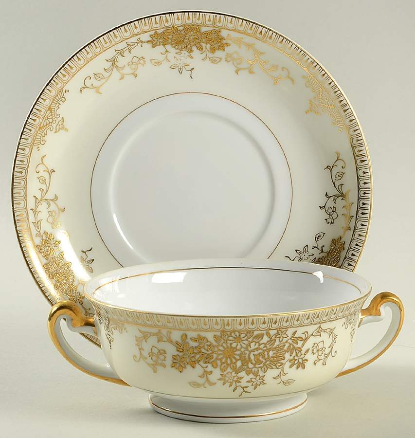 KON58 Flat Cream Soup Bowl & Saucer Set by Kongo-1
