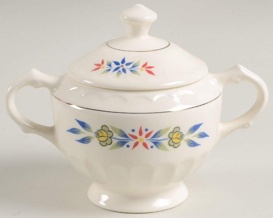 Mayflower Sugar Bowl & Lid by Edwin Knowles-1
