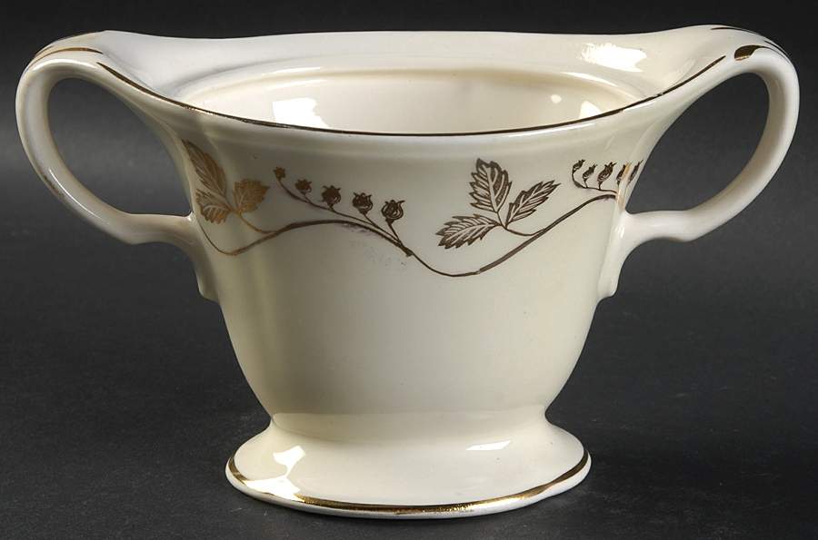 Gold Leaf Sugar Bowl No Lid by Edwin Knowles-1