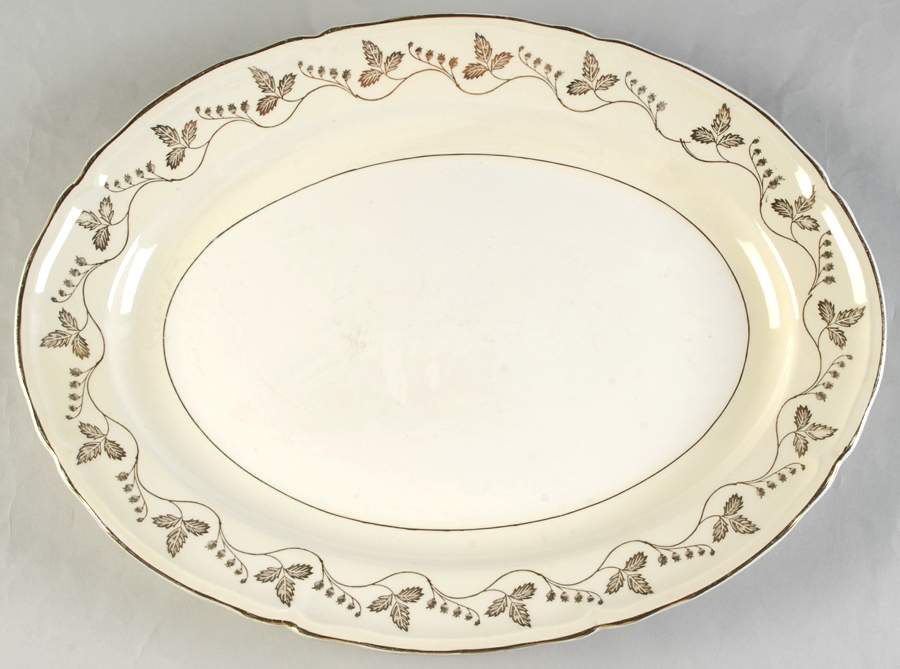 Gold Leaf 15" Oval Serving Platter by Edwin Knowles-1