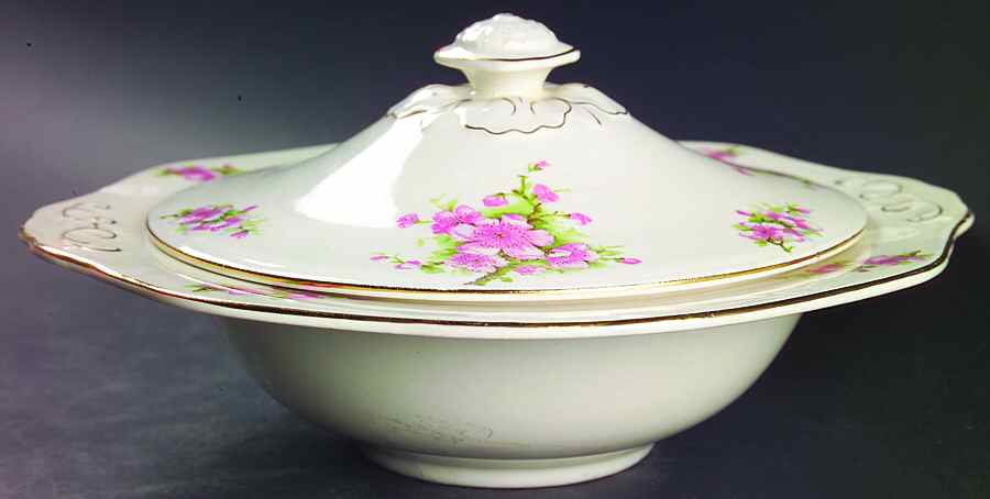 Apple Blossom Round Covered Vegetable by James Kent (England)-1