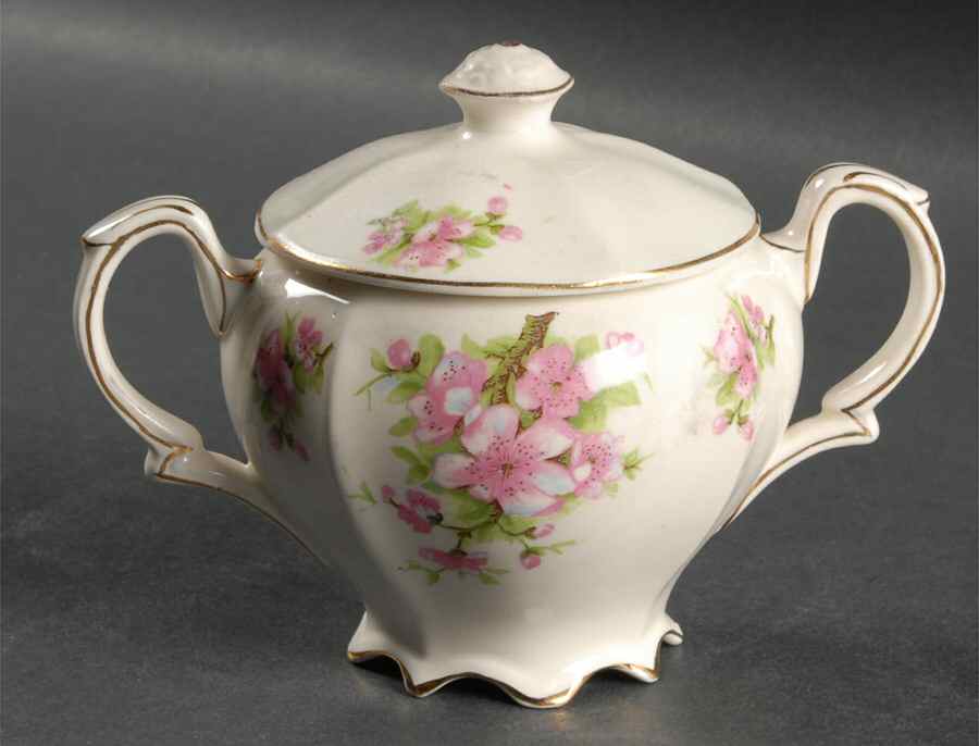 Apple Blossom Sugar Bowl & Lid by James Kent (England)-1