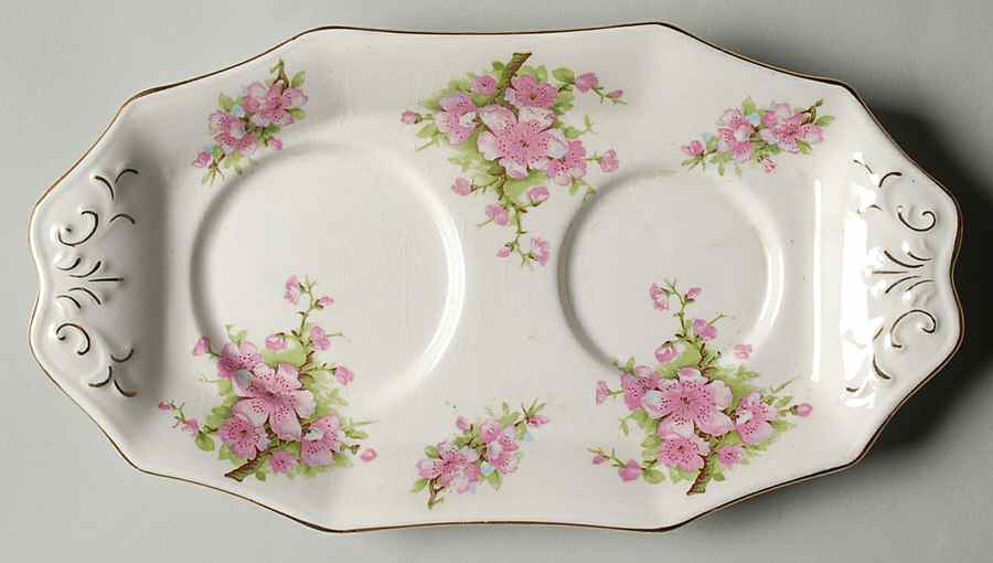 Apple Blossom Tray for Creamer & Open Sugar by James Kent (England)-1