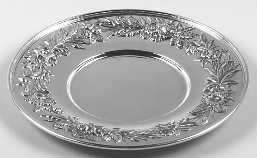 Repousse-Full Chased-Hand Chased 10" Sandwich Plate by Kirk Stieff-1