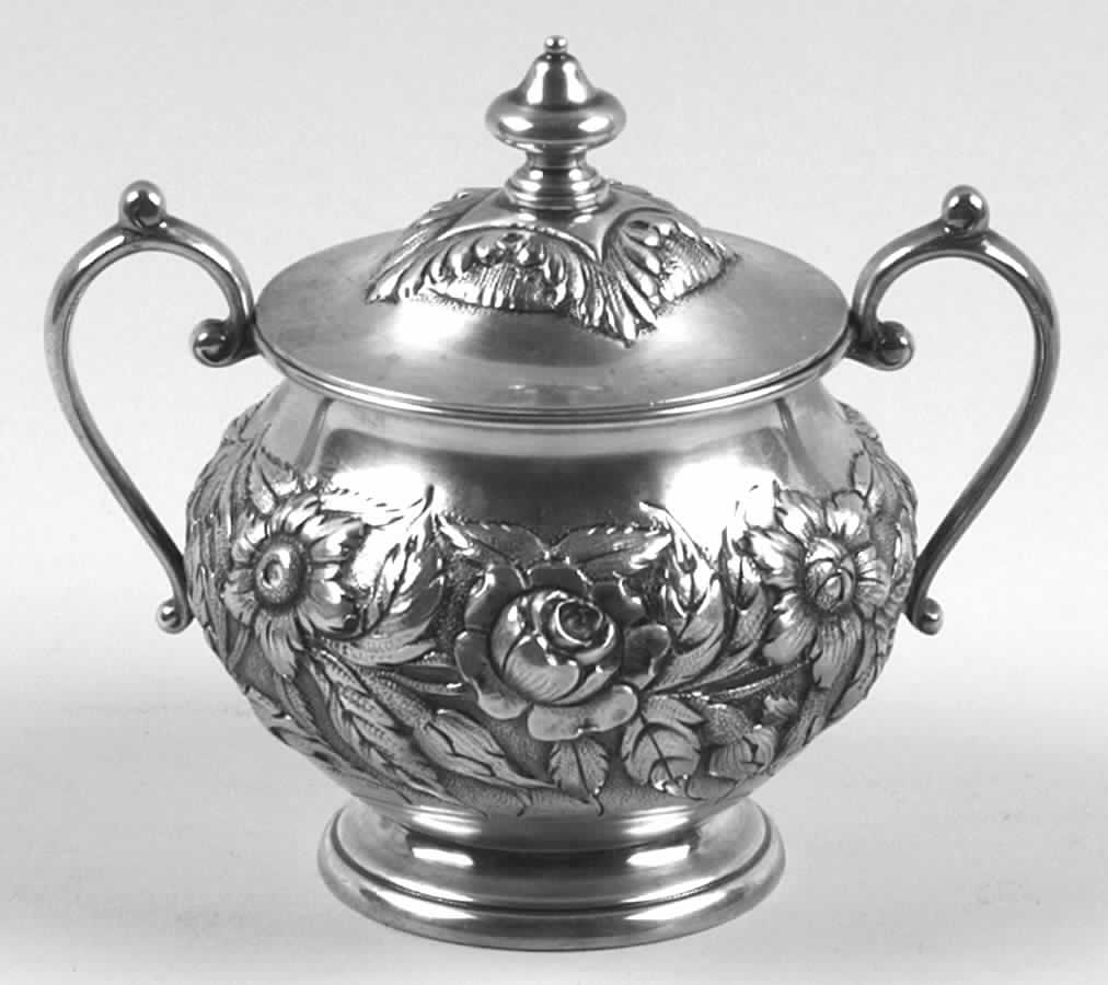 Repousse-Half Chased (Holloware) Sugar Bowl & Lid by Kirk Stieff-1