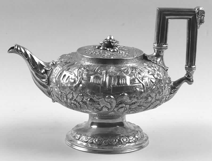 Repousse-Full Chased-Landscape (Sterling) Teapot by Kirk Stieff-1
