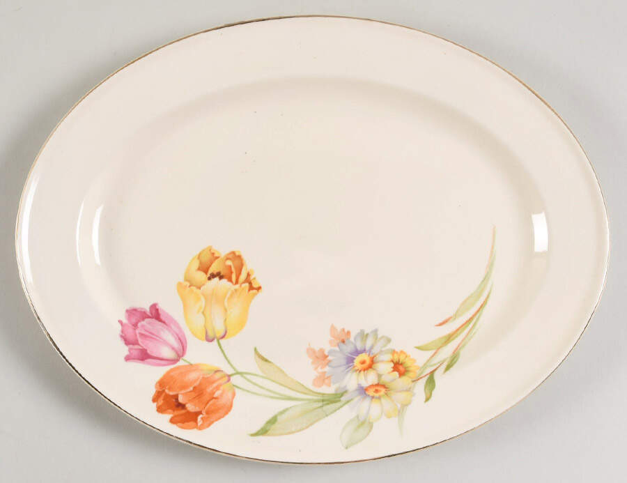 557E1 11" Oval Serving Platter by Edwin Knowles-1