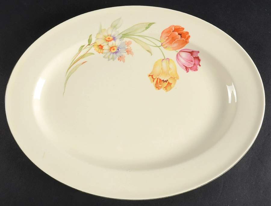 557E1 13" Oval Serving Platter by Edwin Knowles-1