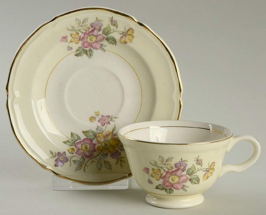 Bouquet Footed Demitasse Cup & Saucer Set by Edwin Knowles-1