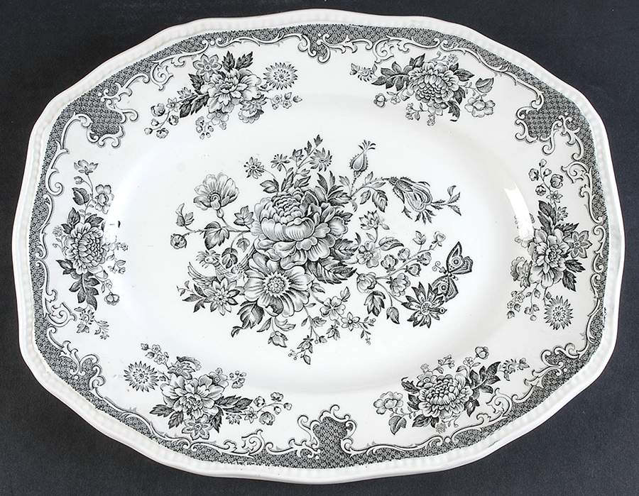 Balmoral Gray Black 12" Oval Serving Platter by Kensington Staffords-1