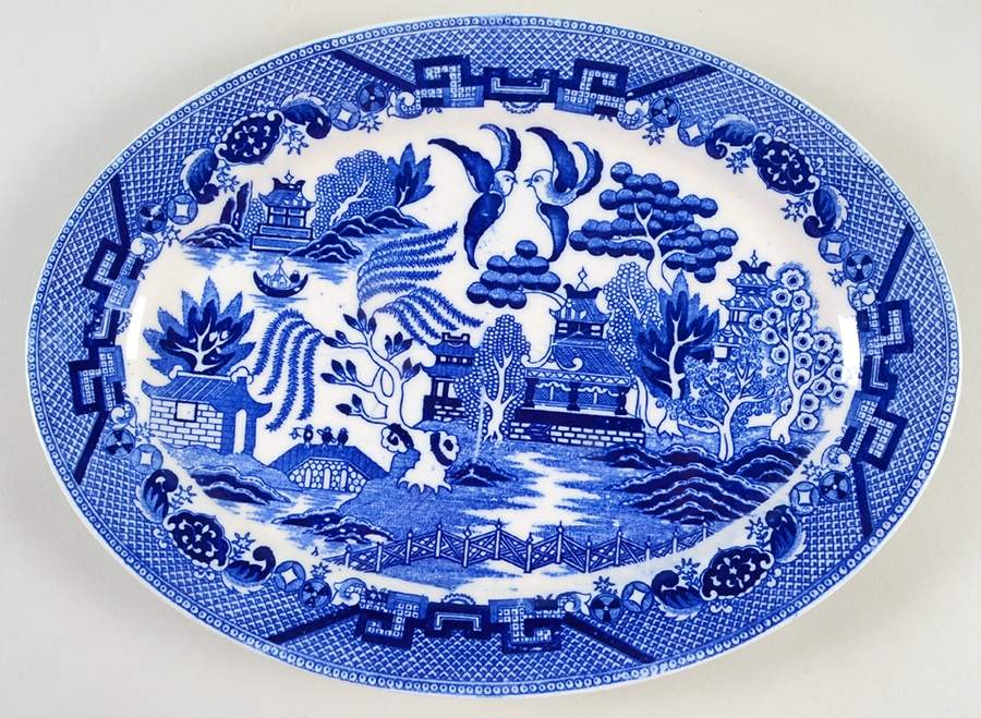 Blue Willow 12" Oval Serving Platter by Kakusa-1