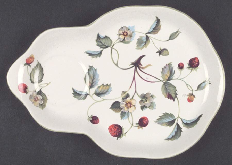 Strawberry (Green Trim, No Butterflies) Snack Plate by James Kent (England)-1