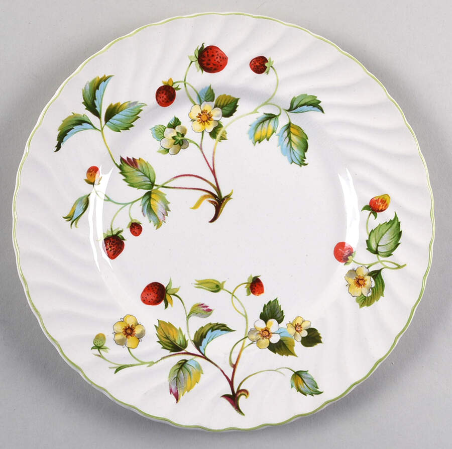 Strawberry (Green Trim, No Butterflies) Salad Plate by James Kent (England)-1