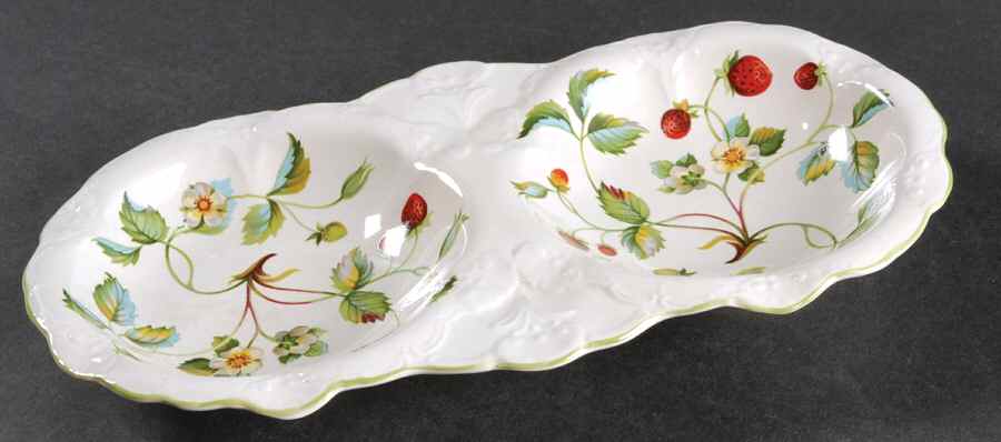 Strawberry (Green Trim, No Butterflies) 2-Part Relish by James Kent (England)-1