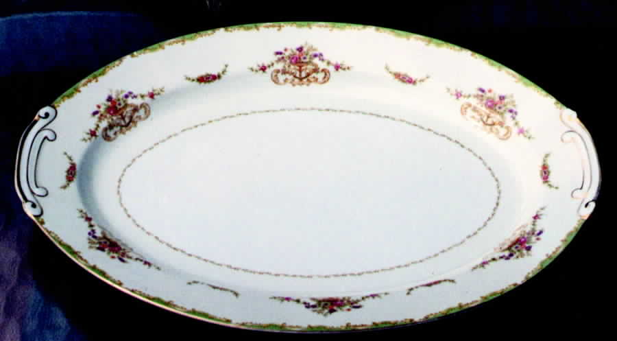 Green Garland 14" Oval Serving Platter by Kyoto-1
