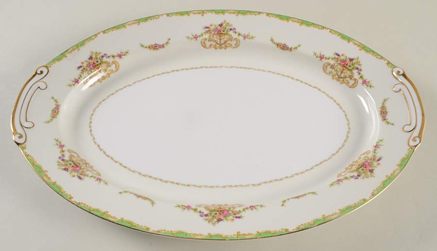 Green Garland 12" Oval Serving Platter by Kyoto-1