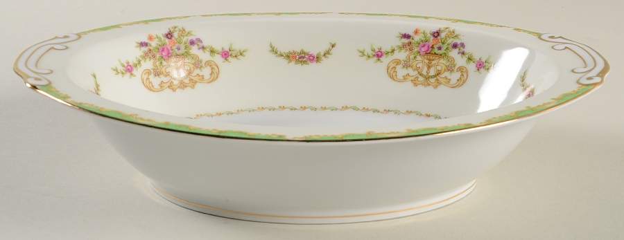 Green Garland 9" Oval Vegetable Bowl by Kyoto-1
