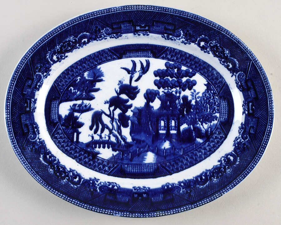 Ye Olde Willow 11" Oval Serving Platter by James Kent (England)-1